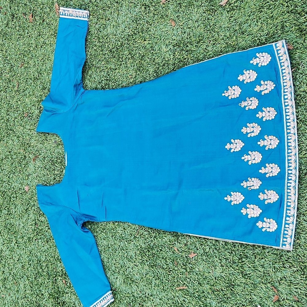 Fabindia Teal Kurta with Gota Embroidery